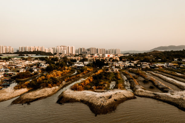香港流浮山的日落海滩图片下载