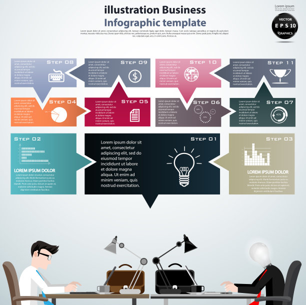 插画商业。设计现代理念和概念思考创意。为头脑风暴，社交网络，成功，计划，思考，搜索，分析，沟通，未来的想法创新技术。图片下载
