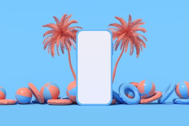 黑屏手机智能手机夏日海滩度假旅游背景图片下载