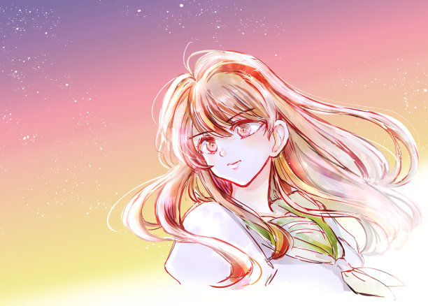 一个积极的女学生的插图图片下载