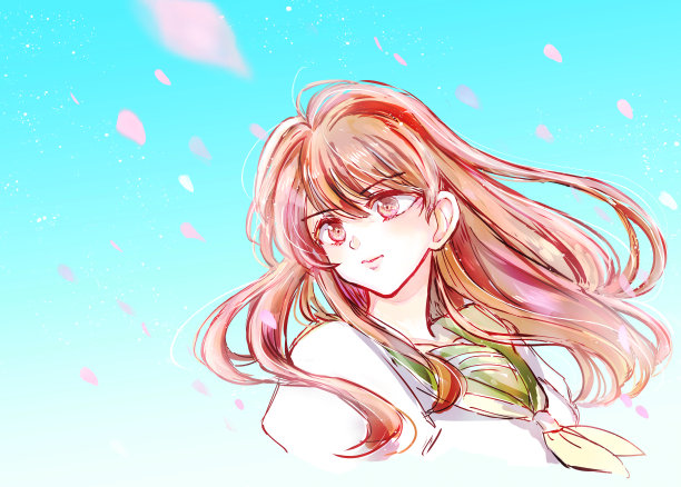 一个积极的女学生的插图图片下载