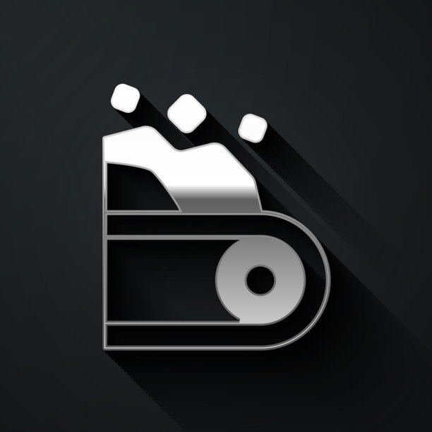 银色输送带输送煤炭图标孤立图片下载