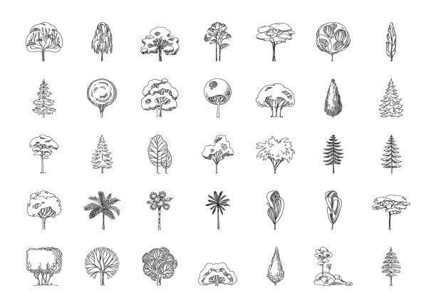 大图标设置不同的树的轮廓图片下载