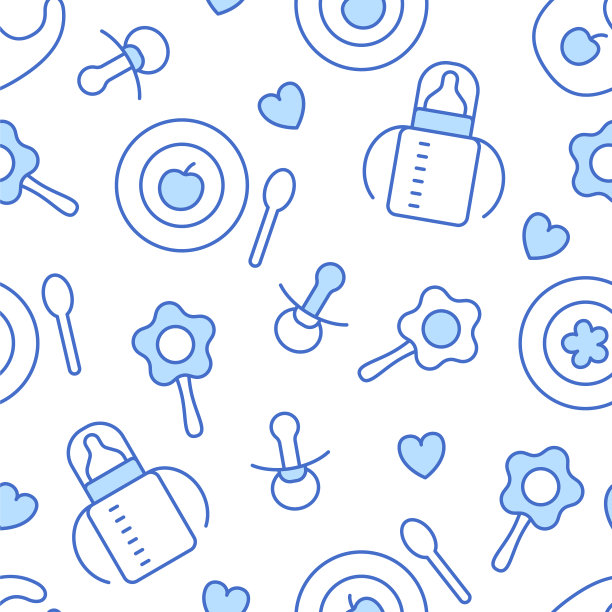 细线婴儿无缝图案育婴墙纸图片下载