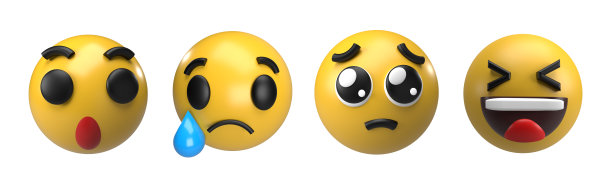 社交媒体3d渲染的表情符号集合图片下载