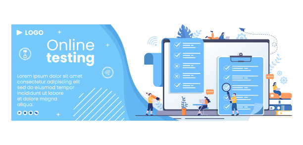 在线测试课程覆盖模板扁平化设计图片下载