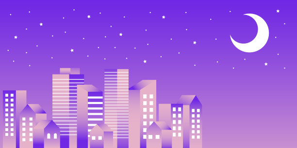 夜晚的建筑简单而时尚的插图图片下载