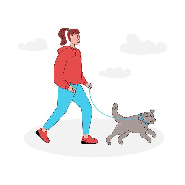 带着大狗散步的女人图片下载