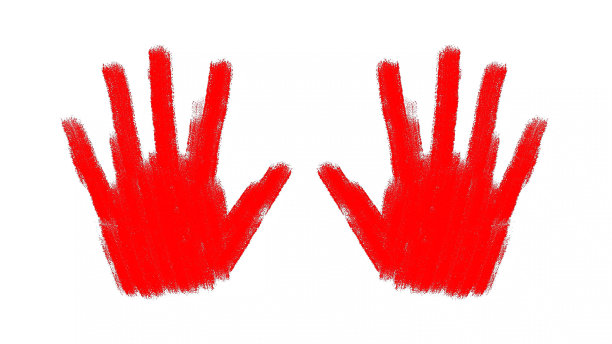 白色背景上的红手图片下载