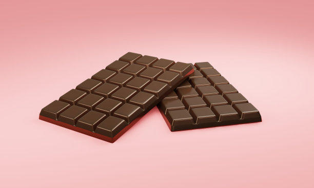用于商业设计的粉色背景巧克力棒3D渲染3D渲染插图卡通风格。图片下载