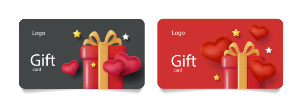 情人节礼品卡或代金券模板图片下载