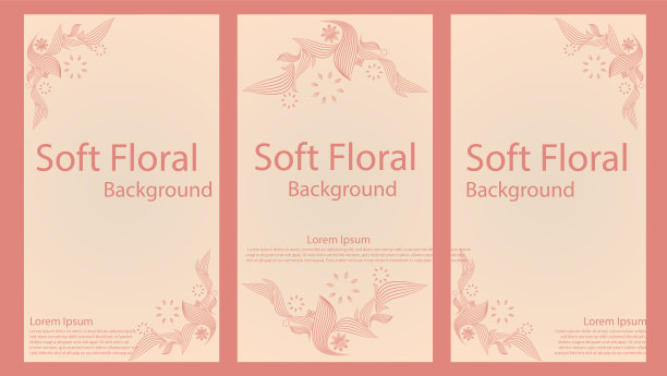 柔和的色彩线花卉点缀社交媒体图片下载