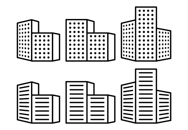建筑线条图标集设计概念图片下载