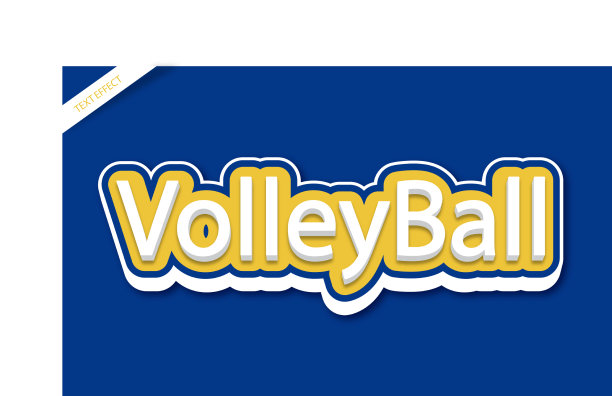 排球五颜六色黄白蓝文字效果图片下载