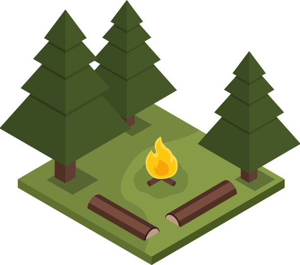野营等距图标图片下载