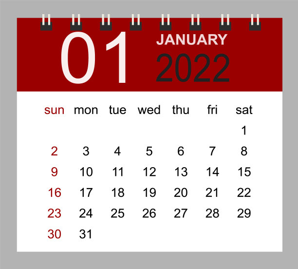 2022年1月月历模板图片下载