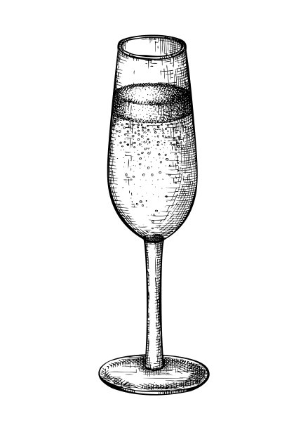 手绘香槟酒杯的草图图片下载