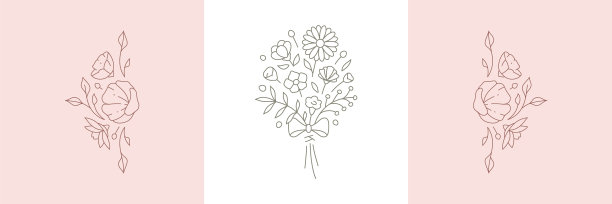 单色线性标志集贺卡图片下载