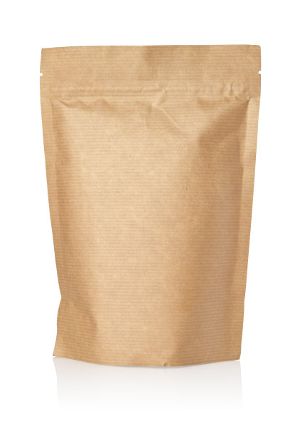 棕色纸袋袋上隔离白色。图片下载