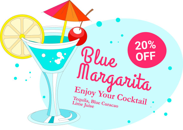 蓝色玛格丽塔鸡尾酒店降价图片下载