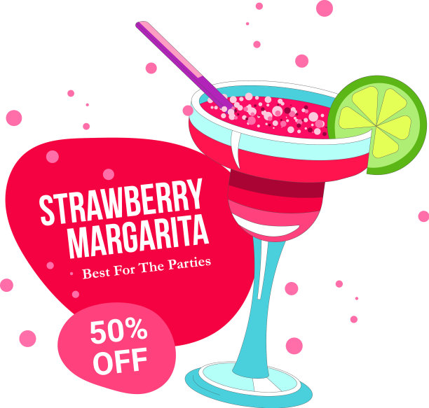 草莓玛格丽塔经典鸡尾酒打折图片下载