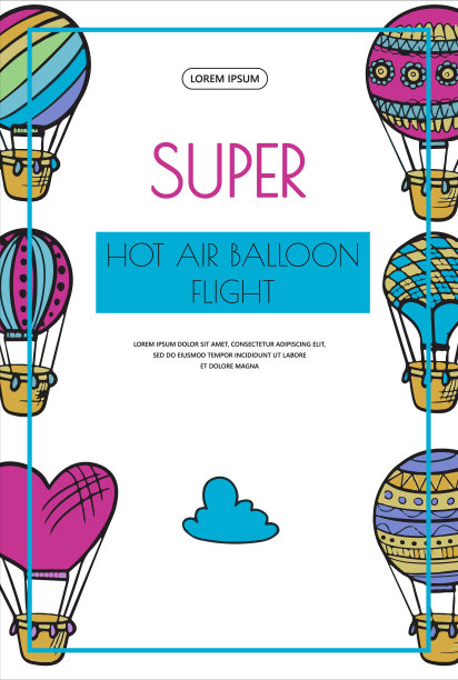 用热气球涂鸦横幅图片下载