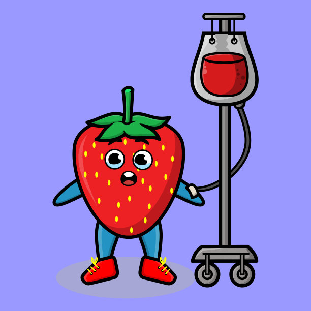 可爱的卡通草莓正在输血图片下载