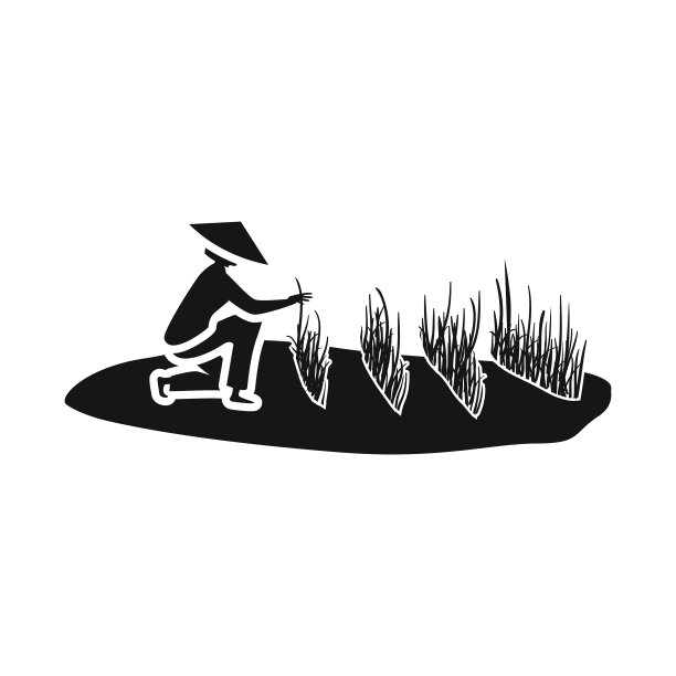 孤立对象的水稻和田符号集图片下载