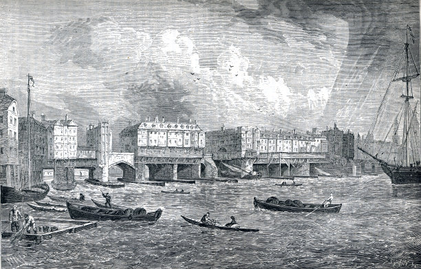 18世纪英国伦敦的老伦敦桥图片下载
