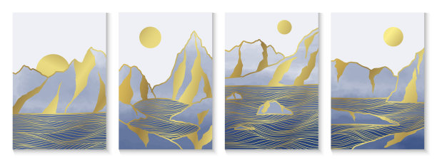 蓝山金线艺术套装。东方奢华抽象背景。图片下载