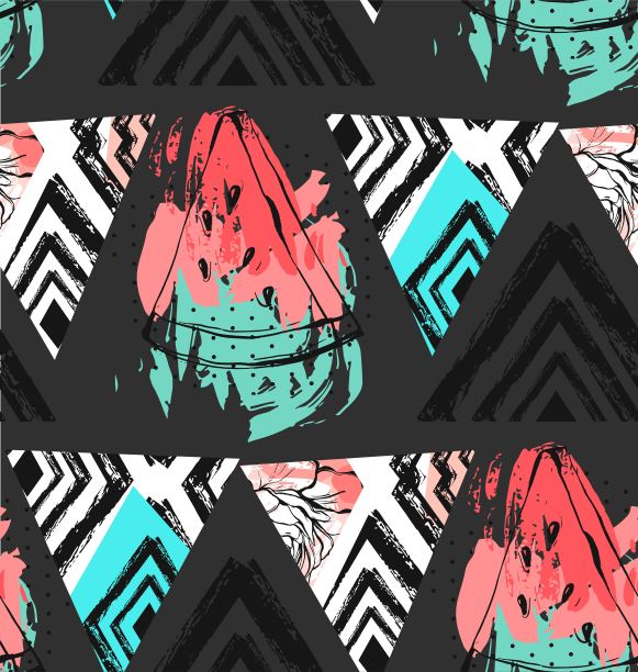 无缝的西瓜模式。矢量背景水彩西瓜片。图片下载