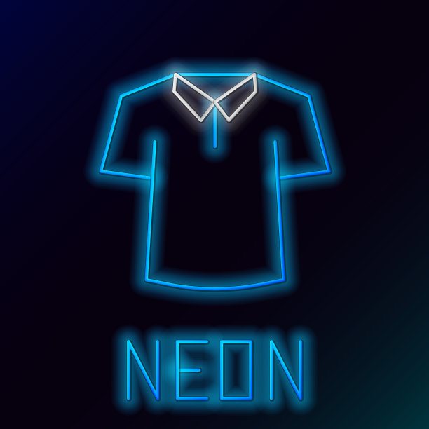 发光的霓虹灯线衬衫图标孤立在黑色图片下载