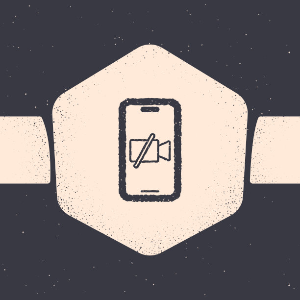 Grunge摄像机关闭在移动屏幕上的图标图片下载