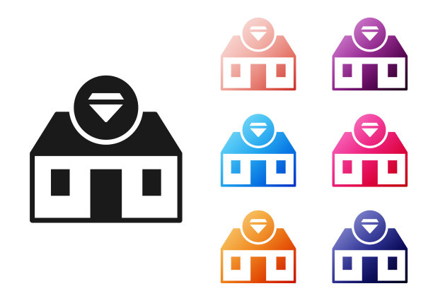 黑色正面建筑珠宝店图标图片下载