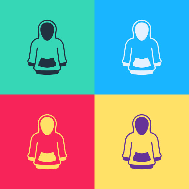 流行艺术帽衫图标孤立的颜色背景图片下载