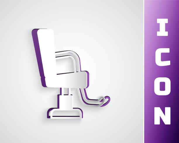 剪纸理发店的椅子图标孤立在灰色图片下载