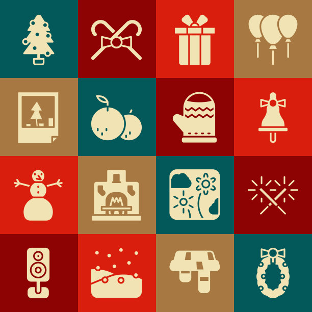 置圣诞花圈烟火欢乐图片下载