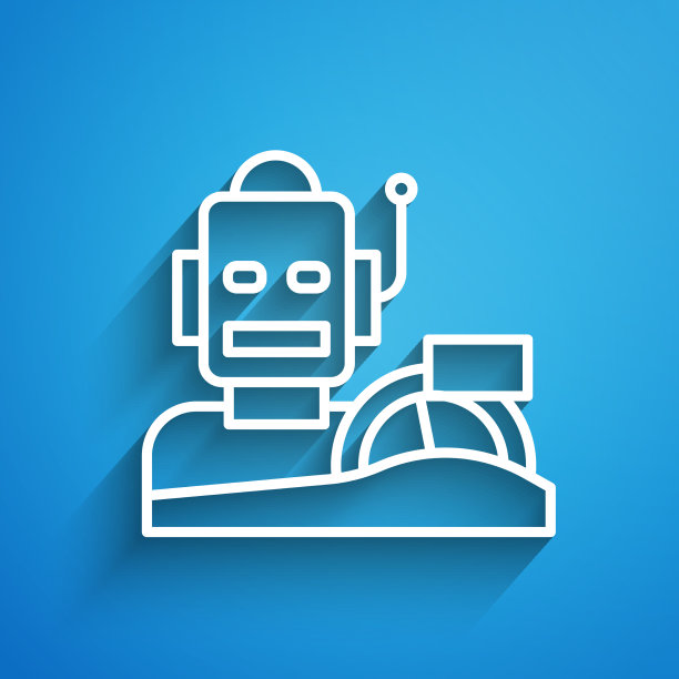 白线人形机器人驾驶汽车图标图片下载