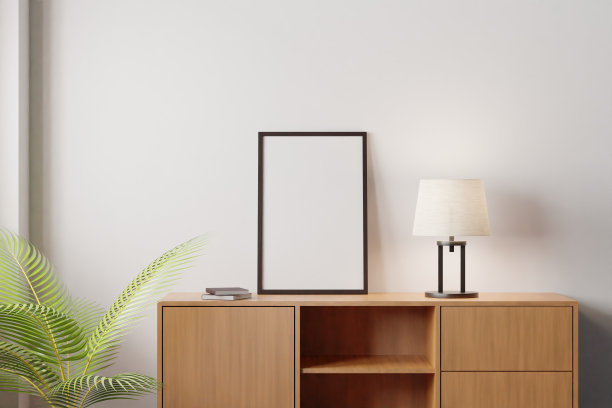 客厅内部的垂直框架模型。3d渲染，3d插画图片下载