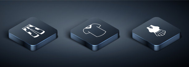 设置等距裤、汗衫和t恤图标图片下载