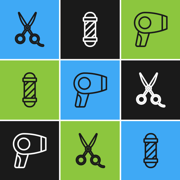 集线剪刀、理发师、吹风机和图片下载