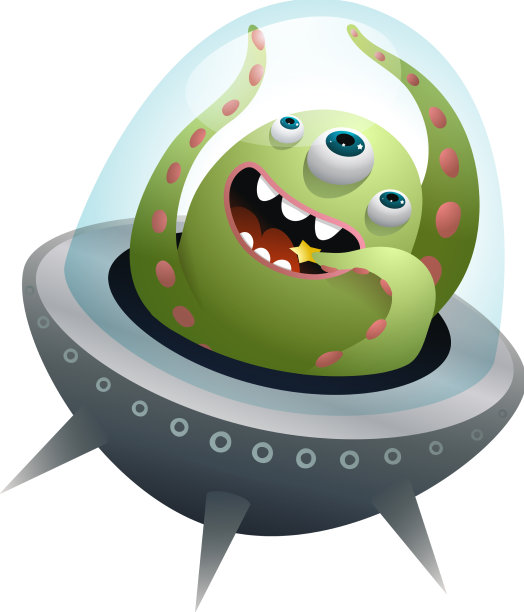 外星UFO宇航员在外太空可爱的角色图片下载