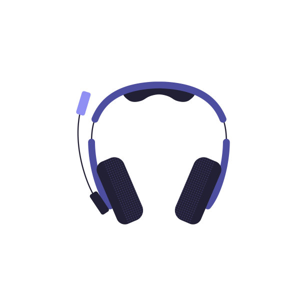 游戏耳机与麦克风扁平风格，矢量插图图片下载