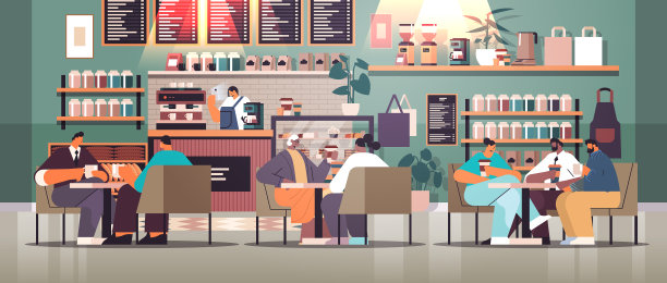 让不同种族的商人坐在咖啡桌旁图片下载