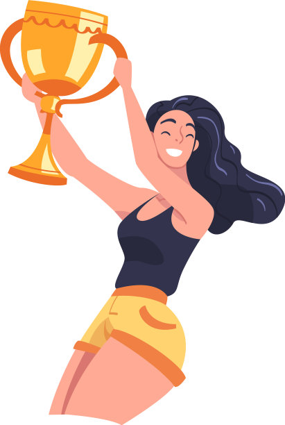 女子获胜者手持金杯作为奖杯和图片下载