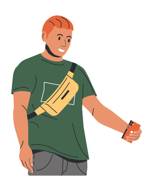 带着安全带和智能手机的男人图片下载