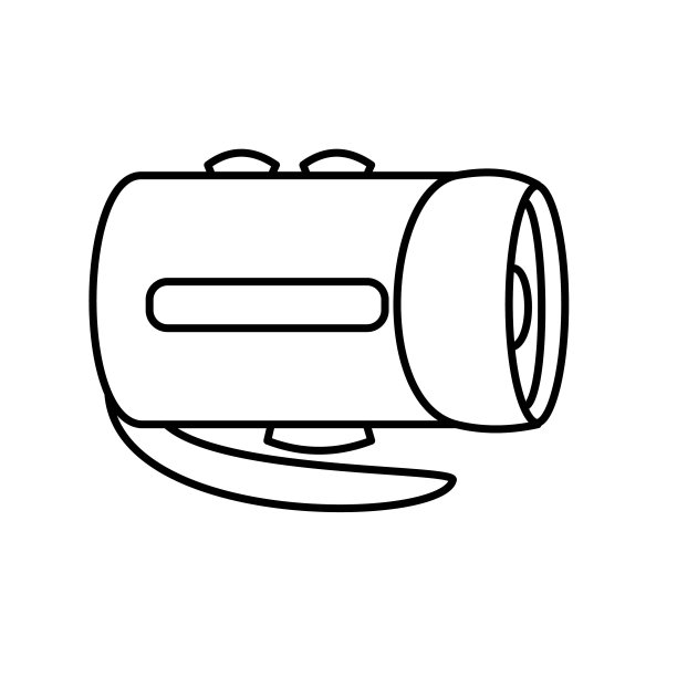 手电筒与三个按钮轮廓矢量插图在白色背景图片下载