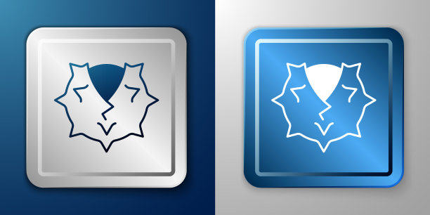 白色栗子图标孤立在蓝色和灰色图片下载