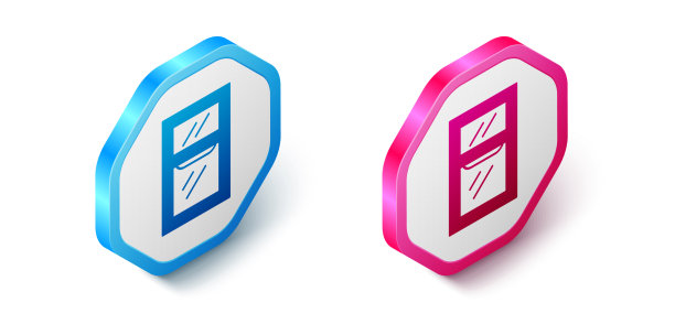 等距窗口在房间图标孤立在白色图片下载