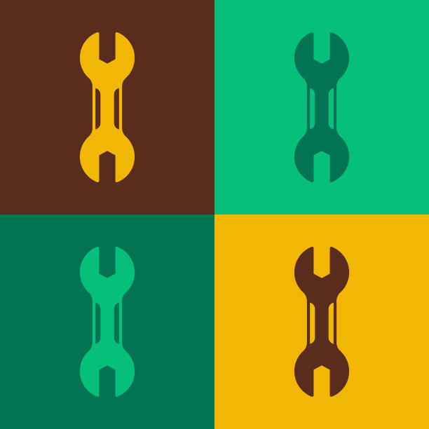 流行艺术扳手扳手图标孤立的颜色图片下载